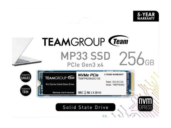 Team Group MP33 M.2 2280 256GB PCIe 3.0 x4 with NVMe 1.3 3D NAND Internal Solid State Drive (SSD) TM8FP6256G0C101 - Image 4