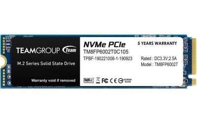Team Group MP33 M.2 2280 2TB PCIe 3.0 x4 with NVMe 1.3 3D NAND Internal Solid State Drive (SSD) TM8FP6002T0C101