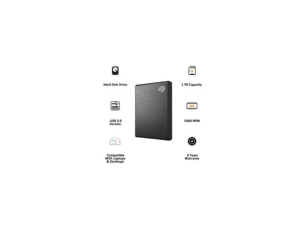 Seagate 1TB One Touch Portable Hard Drive USB 3.0 Model STKY1000400 Black - Image 2