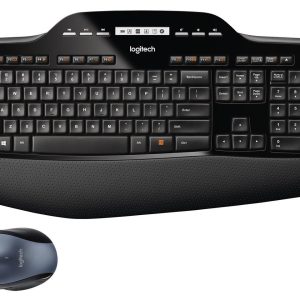 Logitech MK710 Wireless Keyboard and Mouse Combo — Includes Keyboard and Mouse, Stylish Design, Built-In LCD Status Dashboard, Long Battery Life