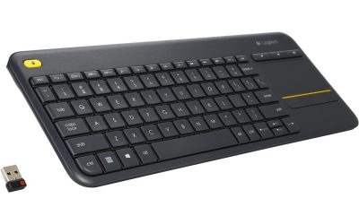 Logitech K400 Plus Wireless Touch TV Keyboard With Easy Media Control and Built-in Touchpad, HTPC Keyboard for PC-connected TV, Windows, Android, Chrome OS, Laptop, Tablet – Black