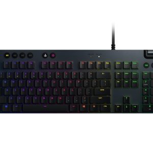 Logitech G815 LIGHTSYNC RGB Mechanical Gaming Keyboard with Low Profile GL Clicky key switch, 5 programmable G-keys, USB Passthrough, dedicated media control - Clicky – Black