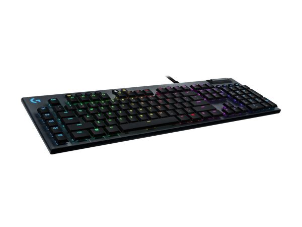 Logitech G815 LIGHTSYNC RGB Mechanical Gaming Keyboard with Low Profile GL Linear key switch, 5 programmable G-keys,USB Passthrough, dedicated media control - Linear, Black - Image 2