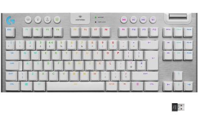 Logitech G915 TKL White Tactile Tenkeyless LIGHTSPEED Wireless RGB Mechanical Gaming Keyboard, Low Profile Switch Options, LIGHTSYNC RGB, Advanced Wireless and Bluetooth Support