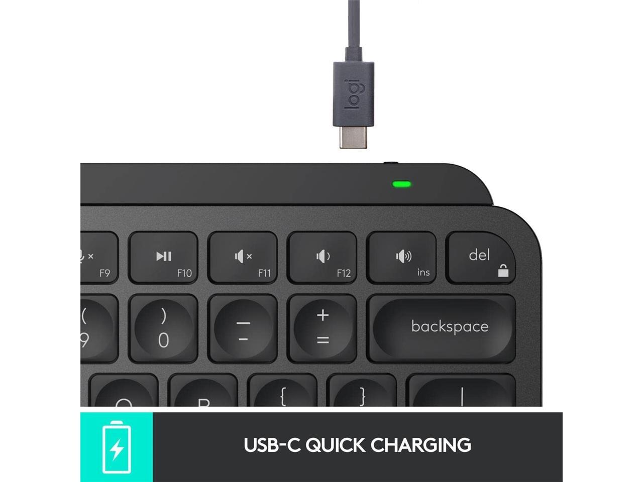 Logitech MX Keys Mini Minimalist Wireless Illuminated Keyboard, Compact, Bluetooth, Backlit, USB-C, Compatible with Apple macOS, iOS, Windows, Linux, Android, Metal Build - BLACK - Image 2