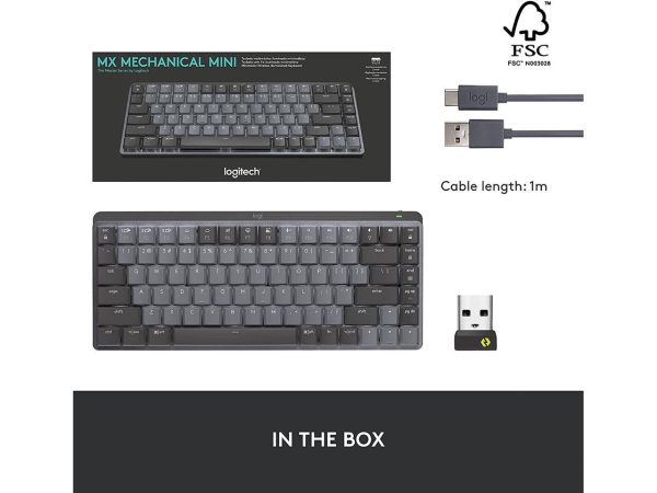 Logitech MX Mechanical Mini Wireless Illuminated Keyboard, Clicky Switches, Backlit, Bluetooth, USB-C, macOS, Windows, Linux, iOS, Android, Graphite - Image 3