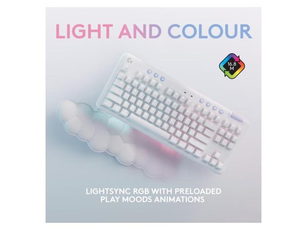 Logitech G715 Wireless Mechanical Gaming Keyboard with LIGHTSYNC RGB Lighting, Lightspeed, Tactile Switches (GX Brown), and Keyboard Palm Rest, PC and Mac Compatible, White Mist - Image 5