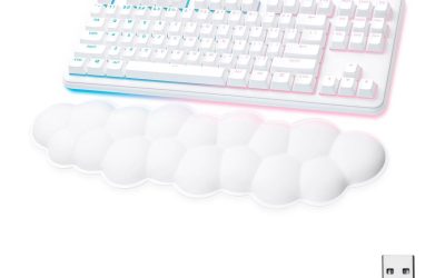 Logitech G715 Wireless Mechanical Gaming Keyboard with LIGHTSYNC RGB, LIGHTSPEED, Linear Switches (GX Red), and Keyboard Palm Rest, PC/Mac Compatible – White Mist
