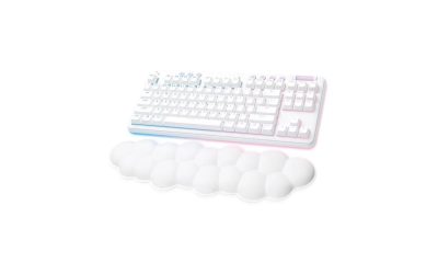 Logitech G715 Wireless Mechanical Gaming Keyboard with LIGHTSYNC RGB Lighting, Lightspeed, Clicky Switches (GX Blue), and Keyboard Palm Rest, PC and Mac Compatible, White Mist