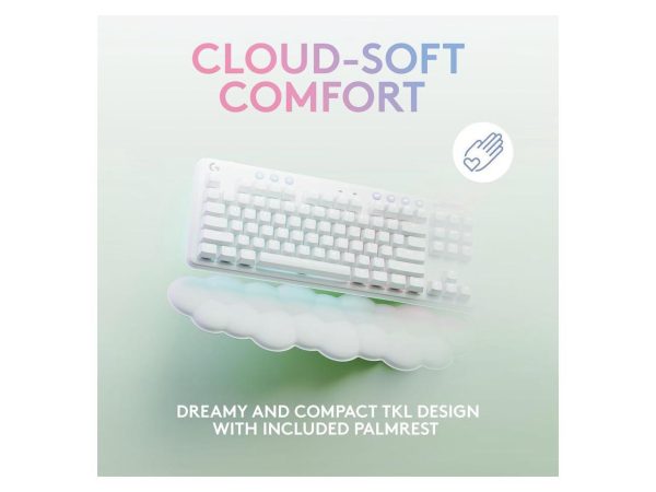 Logitech G715 Wireless Mechanical Gaming Keyboard with LIGHTSYNC RGB Lighting, Lightspeed, Clicky Switches (GX Blue), and Keyboard Palm Rest, PC and Mac Compatible, White Mist - Image 3