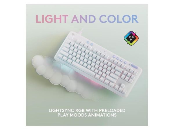 Logitech G713 Wired Mechanical Gaming Keyboard with LIGHTSYNC RGB Lighting, Linear Switches (GX Red), and Keyboard Palm Rest, PC and Mac Compatible - White Mist - Image 4