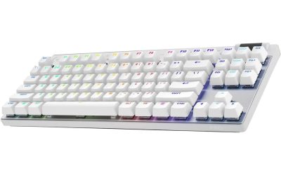 Logitech G PRO X TKL Lightspeed Wireless Gaming Keyboard, Ultra-Portable Tenkeyless Design, LIGHTSYNC RGB, PBT keycaps, Tactile Switches (GX Brown) – White
