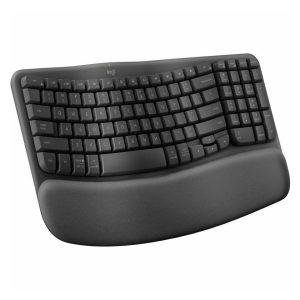 Logitech Wave Keys Wireless Ergonomic Keyboard with Cushioned Palm Rest, Comfortable Natural Typing, Easy-Switch, Bluetooth, Logi Bolt Receiver, for Multi-OS, Windows/Mac - Graphite