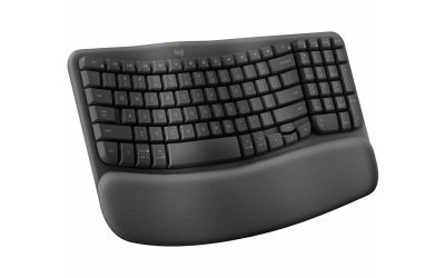 Logitech Wave Keys Wireless Ergonomic Keyboard with Cushioned Palm Rest, Comfortable Natural Typing, Easy-Switch, Bluetooth, Logi Bolt Receiver, for Multi-OS, Windows/Mac – Graphite