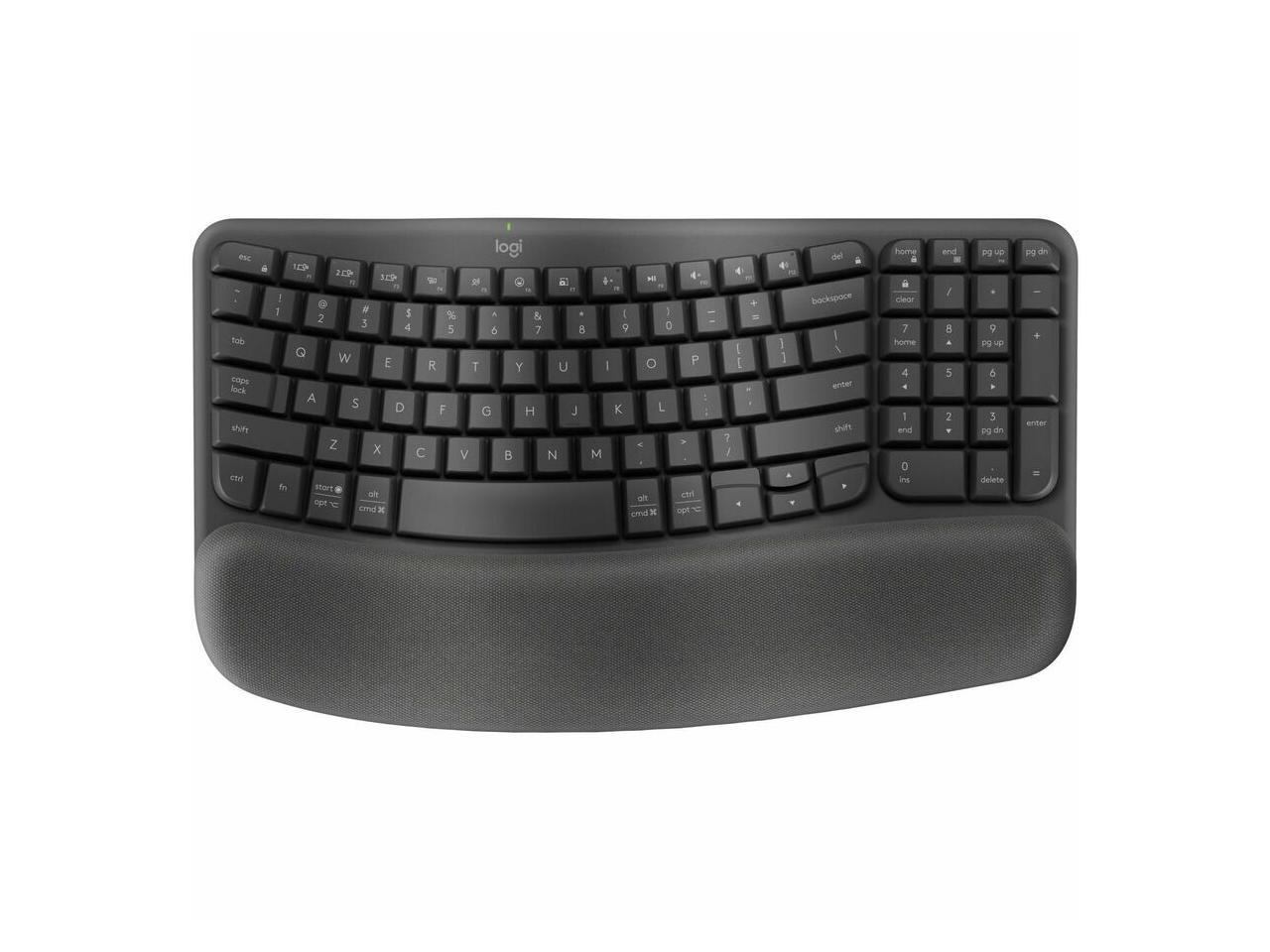 Logitech Wave Keys Wireless Ergonomic Keyboard with Cushioned Palm Rest, Comfortable Natural Typing, Easy-Switch, Bluetooth, Logi Bolt Receiver, for Multi-OS, Windows/Mac - Graphite - Image 2