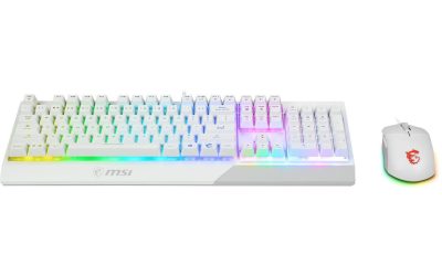 MSI Vigor GK30 Combo White, 6-Zone RGB GK30 Gaming Keyboard & GM11 Gaming Mouse, Water Repellent & Splash-Proof, 5000 DPI