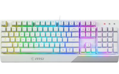 MSI Vigor GK30 USB Wired Gaming Keyboard with RGB Backlight and Water Repellent, White