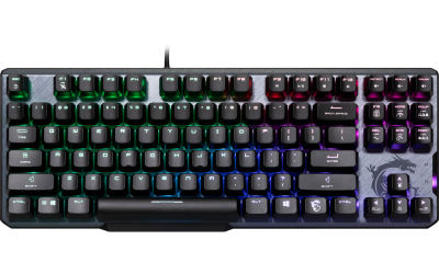MSI Vigor GK50 Elite TKL Mechanical Gaming Keyboard – Kailh Blue Switches (Clicky), Ergonomic Keycaps, COMPACT TKL DESIGN, USB 2.0, Black