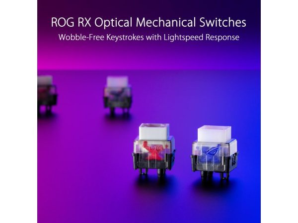 Asus ROG Strix Scope RX TKL Wireless Deluxe, 80% Gaming Keyboard, Tri-mode connectivity (2.4GHz RF, Bluetooth, Wired), ROG RX Blue Optical Mechanical Switches, PBT Keycaps, RGB, Wrist rest, Black - Image 3