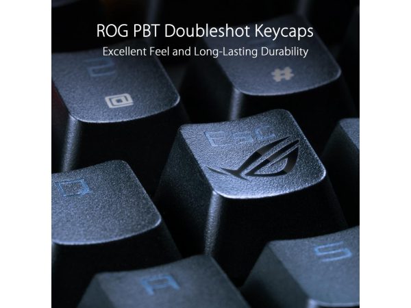 Asus ROG Strix Scope RX TKL Wireless Deluxe, 80% Gaming Keyboard, Tri-mode connectivity (2.4GHz RF, Bluetooth, Wired), ROG RX Blue Optical Mechanical Switches, PBT Keycaps, RGB, Wrist rest, Black - Image 4