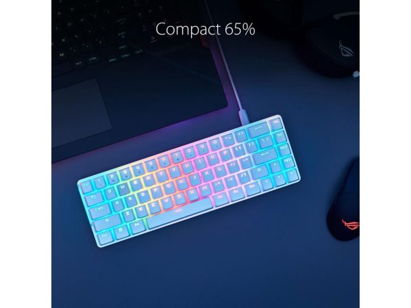ASUS ROG Falchion Ace 65% RGB Compact Gaming Mechanical Keyboard, Lubed ROG NX Red Switches & Switch Stabilizers, Sound-Dampening Foam, PBT Keycaps, Wired with KVM, Three Angles, Cover Case-White - Image 2