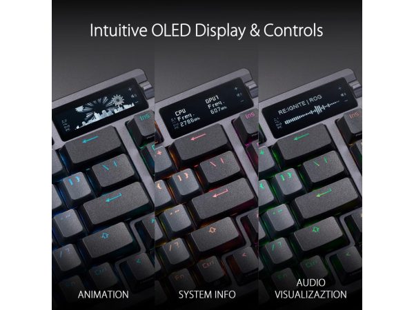 ASUS ROG Azoth 75 Wireless DIY Custom Gaming Keyboard, OLED display, Gasket-Mount, Three-Layer Dampening, Hot-Swappable Pre-lubed ROG NX Red Switches & Keyboard Stabilizers, PBT Keycaps, RGB-Black - Image 2