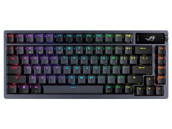 ASUS ROG Azoth 75 Wireless DIY Custom Gaming Keyboard, OLED display, Gasket-Mount, Three-Layer Dampening, Hot-Swappable Pre-lubed ROG NX Red Switches & Keyboard Stabilizers, PBT Keycaps, RGB-Black