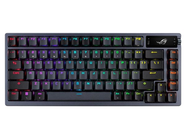 ASUS ROG Azoth 75 Wireless DIY Custom Gaming Keyboard, OLED display, Gasket-Mount, Three-Layer Dampening, Hot-Swappable Pre-lubed ROG NX Brown Switches & Keyboard Stabilizers, PBT Keycaps, RGB-Black