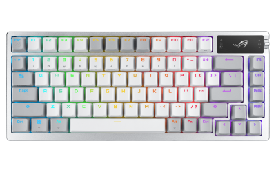 ASUS ROG Azoth 75 Wireless DIY Custom Gaming Keyboard, OLED display, Gasket-Mount, Three-Layer Dampening, Hot-Swappable Pre-lubed ROG NX Storm Switches & Keyboard Stabilizers, PBT Keycaps, RGB – White