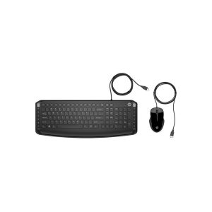 HP 9DF28AA#ABL Black USB 2.0 Wired Ergonomic Pavilion Keyboard and Mouse 200