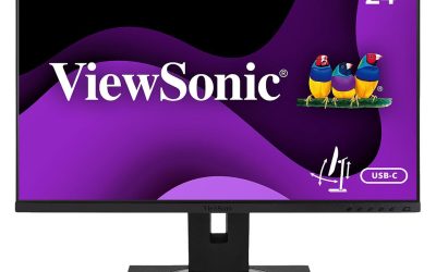 ViewSonic VG2456 24 Inch 1080p Monitor with USB 3.2 Type C Docking Built-In Gigabit Ethernet and 40 Degree Tilt Ergonomics for Home and Office