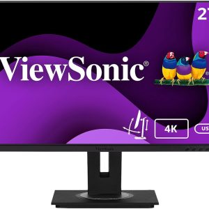 ViewSonic VG2756-4K 27 Inch IPS 4K Docking Monitor with Integrated USB 3.2 Type-C RJ45 HDMI Display Port and 40 Degree Tilt Ergonomics for Home and Office