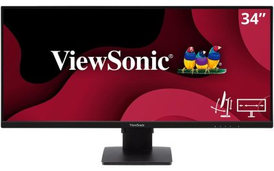 ViewSonic VA3456-MHDJ 34 Inch 21:9 UltraWide WQHD 1440p Monitor Frameless IPS with Ergonomics Design HDMI and DisplayPort Inputs for Home and Office