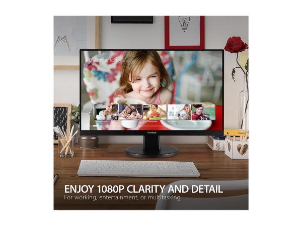 ViewSonic VA2447-MH 24 Inch Full HD 1080p Monitor with Ultra-Thin Bezel, Adaptive Sync, 75Hz, Eye Care, and HDMI, VGA Inputs for Home and Office - Image 2