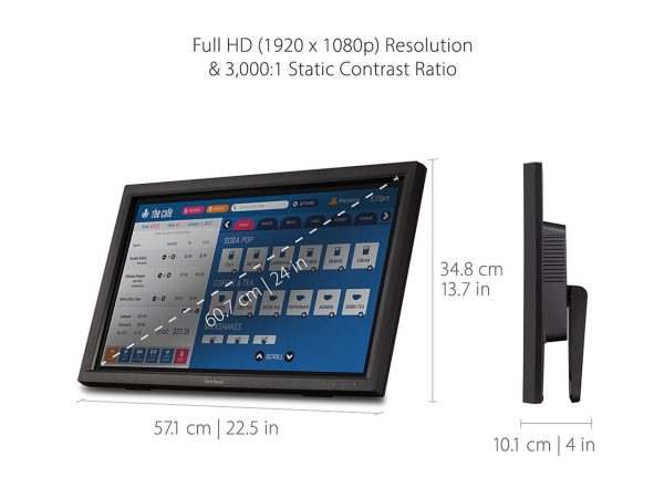 ViewSonic TD2423d 24 Inch 1080p 75 Hz 10-Point Multi IR Touch Screen with Eye Care HDMI, VGA, USB Hub and DisplayPort - Image 5