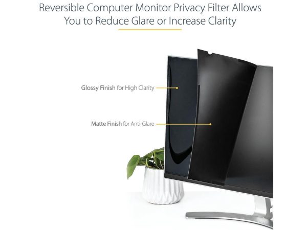 StarTech.com PRIVSCNMON27 Monitor Privacy Screen for 27 inch PC Display - Computer Screen Security Filter - Blue Light Reducing Screen Protector Film - 16:9 WideScreen - Matte/Glossy - +/-30 Degree - Image 4