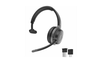 Morpheus 360 Advantage Wireless Mono Headset with Detachable Boom Microphone – Bluetooth Headphones – UC Compatible – 20 Hour Playtime – USB A Connector – USB Type-C Adapter – HS6200MBT