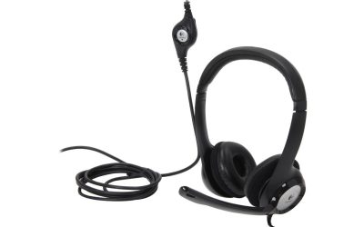 Logitech H390 Wired Headset, Stereo Headphones with Noise-Cancelling Microphone, USB, In-Line Controls, PC/Mac/Laptop – Black