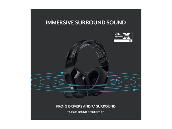 Logitech G733 Lightspeed Wireless Gaming Headset with Suspension Headband, Lightsync RGB, Blue VO!CE mic technology and PRO-G audio drivers - Black - Image 2