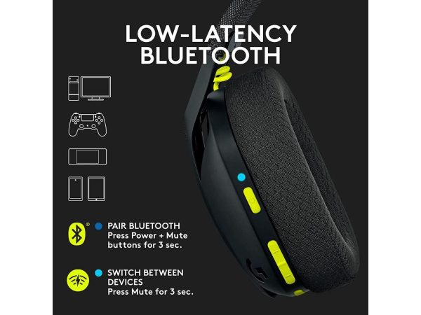 Logitech G435 LIGHTSPEED and Bluetooth Wireless Gaming Headset - Lightweight over-ear headphones, built-in mics, 18h battery, compatible with Dolby Atmos, PC, PS4, PS5, Nintendo Switch, Mobile - Black - Image 3
