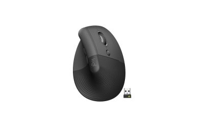 Logitech Lift Vertical Ergonomic Mouse, Wireless, Bluetooth or Logi Bolt USB receiver, Quiet clicks, 4 buttons, compatible with Windows/macOS/iPadOS, Laptop, PC – Graphite