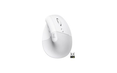 Logitech Lift Vertical Ergonomic Mouse, Wireless, Bluetooth or Logi Bolt USB receiver, Quiet clicks, 4 buttons, compatible with Windows/macOS/iPadOS, Laptop, PC – Off White