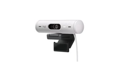 Logitech Brio 500 Full HD Webcam with Auto Light Correction,Show Mode, Dual Noise Reduction Mics, Webcam Privacy Cover, Works with Microsoft Teams, Google Meet, Zoom, USB-C Cable – Off White