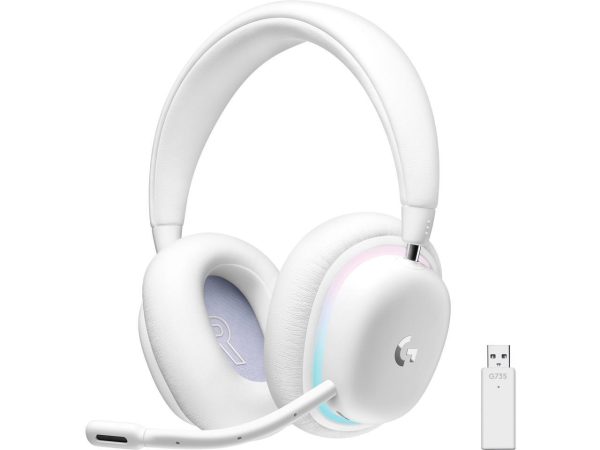 Logitech G735 Wireless Gaming Headset, Customizable LIGHTSYNC RGB Lighting, Lightspeed, Bluetooth, 3.5 MM Aux Compatible with PC, Mobile Devices, Detachable Mic - White Mist