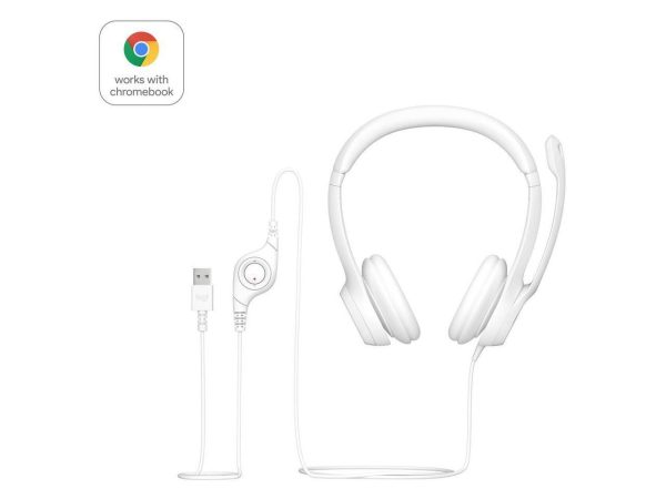 Logitech H390 Wired Headset for PC/Laptop, Stereo Headphones with Noise Cancelling Microphone, USB-A, In-Line Controls, off white - Image 3