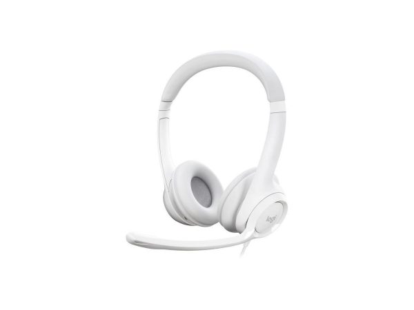 Logitech H390 Wired Headset for PC/Laptop, Stereo Headphones with Noise Cancelling Microphone, USB-A, In-Line Controls, off white