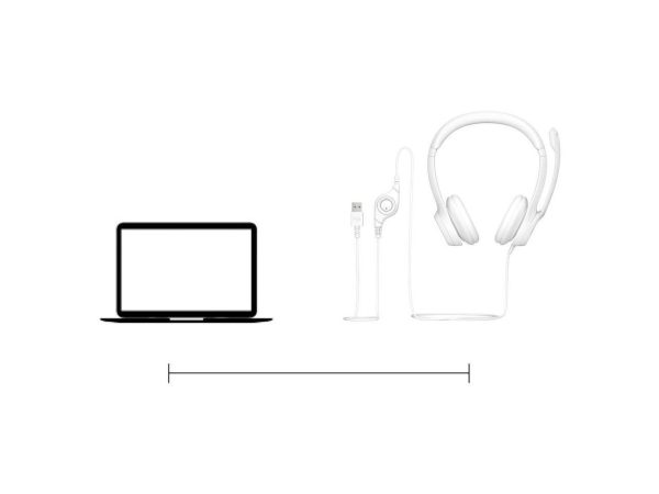 Logitech H390 Wired Headset for PC/Laptop, Stereo Headphones with Noise Cancelling Microphone, USB-A, In-Line Controls, off white - Image 4