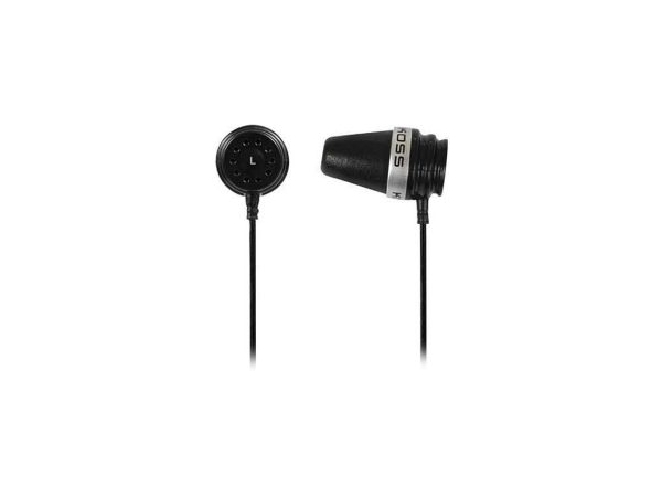 KOSS Sparkplug Earbud Stereophone with Microphone Black Element Connects to Tubular Port