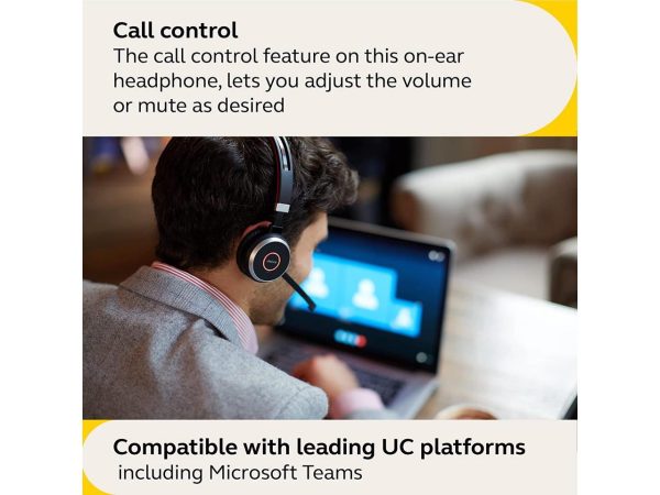 Jabra Evolve 65 UC Stereo Noise Canceling Bluetooth Stereo Phone & Computer Headset, Black (100-98500001-02) - Image 2