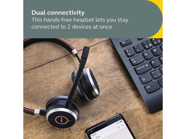Jabra Evolve 65 UC Stereo Noise Canceling Bluetooth Stereo Phone & Computer Headset, Black (100-98500001-02) - Image 5